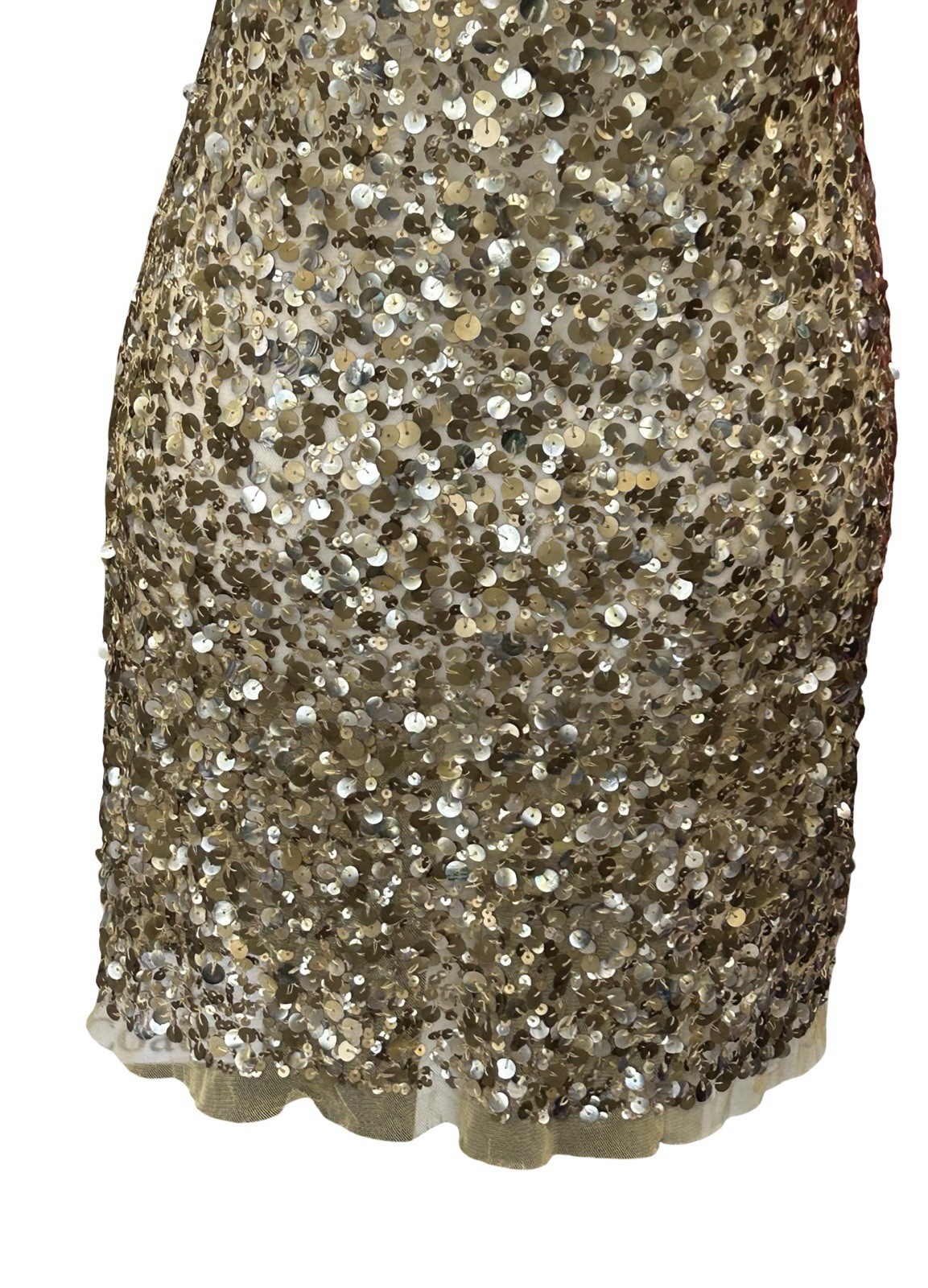 Arden B Gold Sequin Sheer Mesh Mini Dress XS S Party Glam Y2K Club Going Out