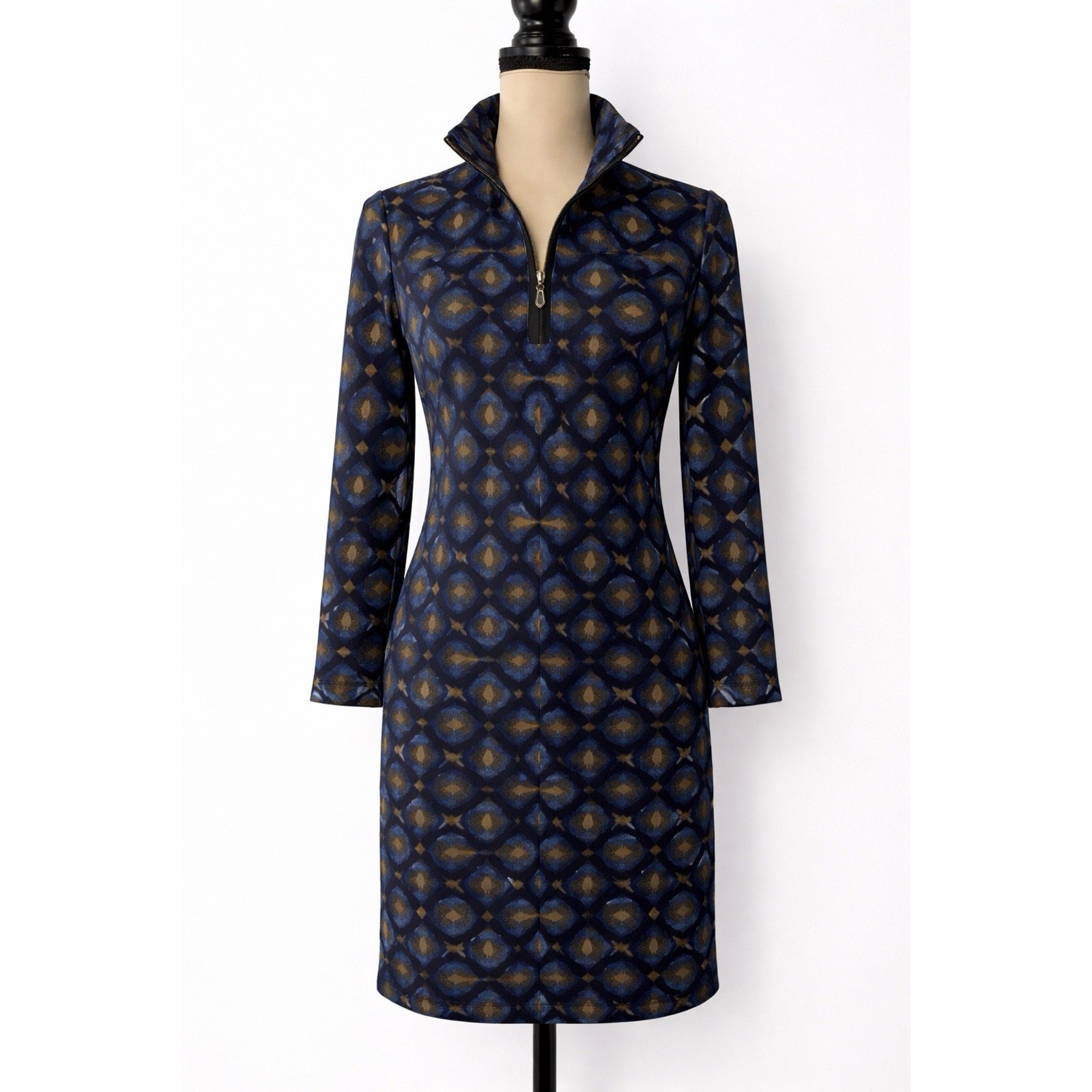 J. McLaughlin Dress Blue Sz Small Stretch Slimming Resort Preppy Classic Costal