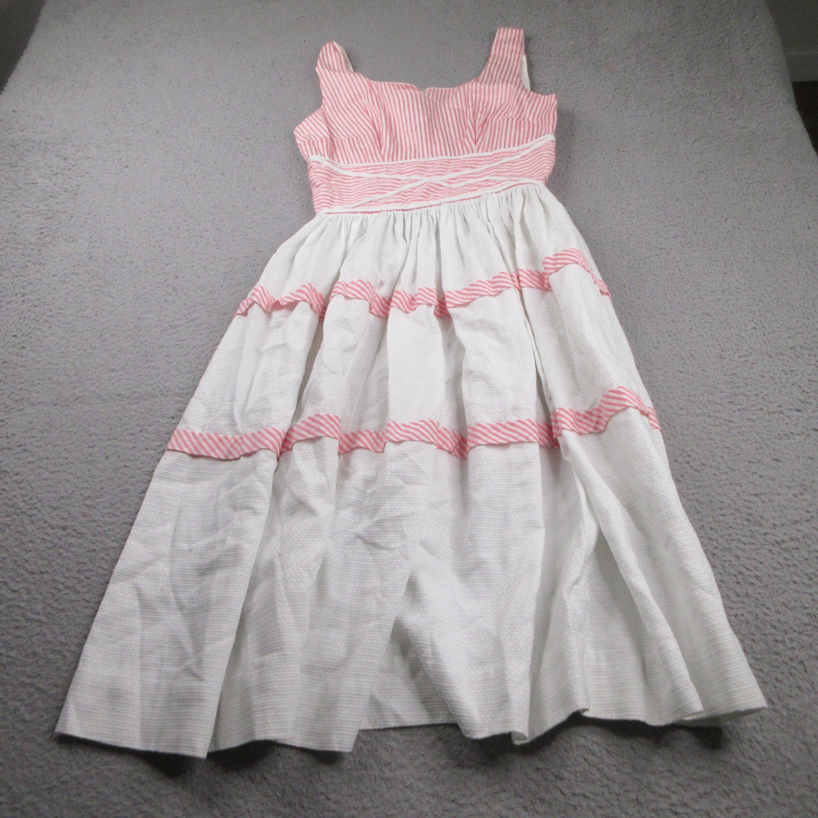 Vintage Candy Jones California Dress Womens Small Pink Cotton Sleeveless Midi