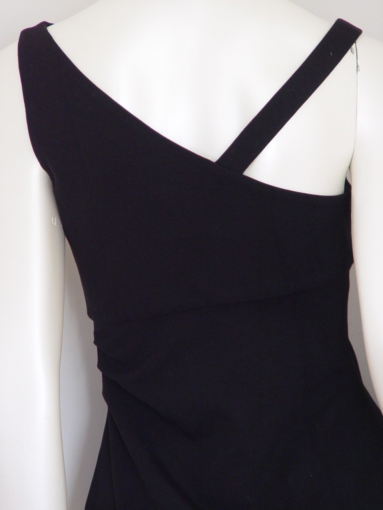 DIANE von FURSTENBERG NOMIE KNIT STRETCH ASYMMETRIC BLACK DRESS – US 6 – UK 10