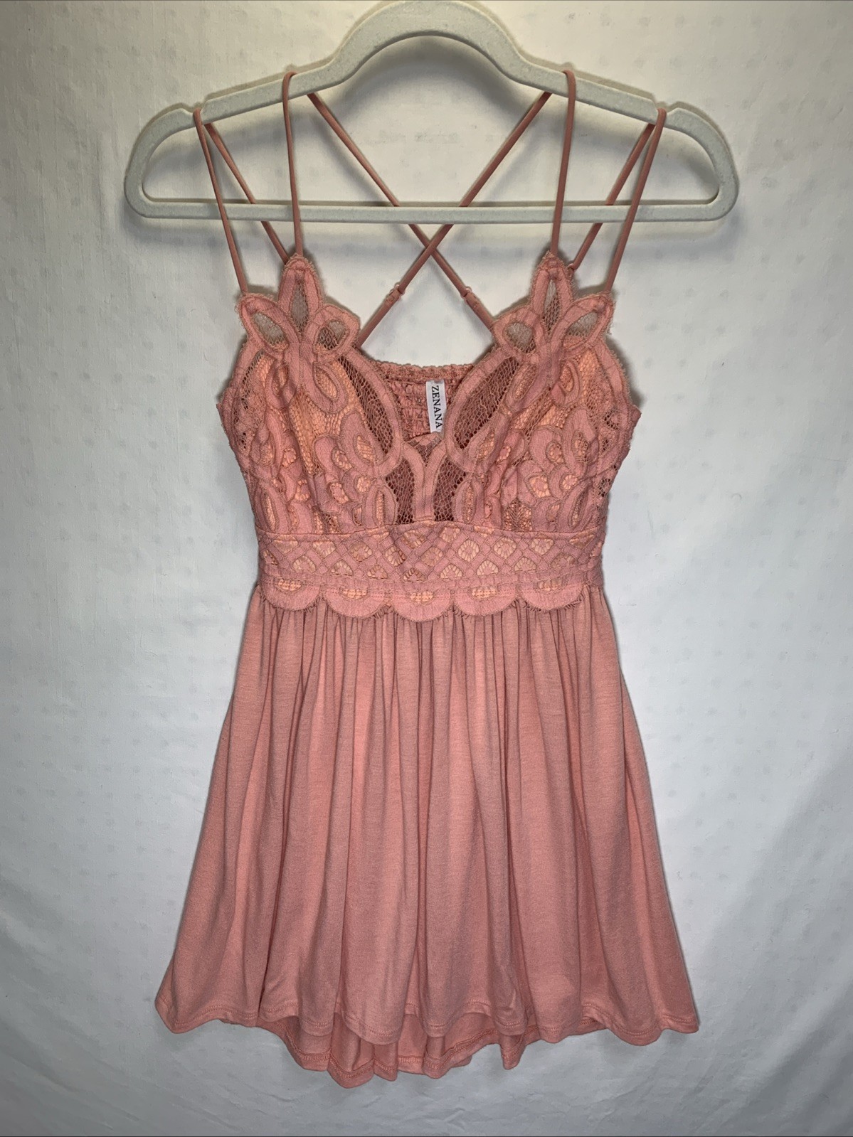 Feminine Lace Trimmed Flowy Tiered Whimsical Fairy Dress, Pink,Sz Large