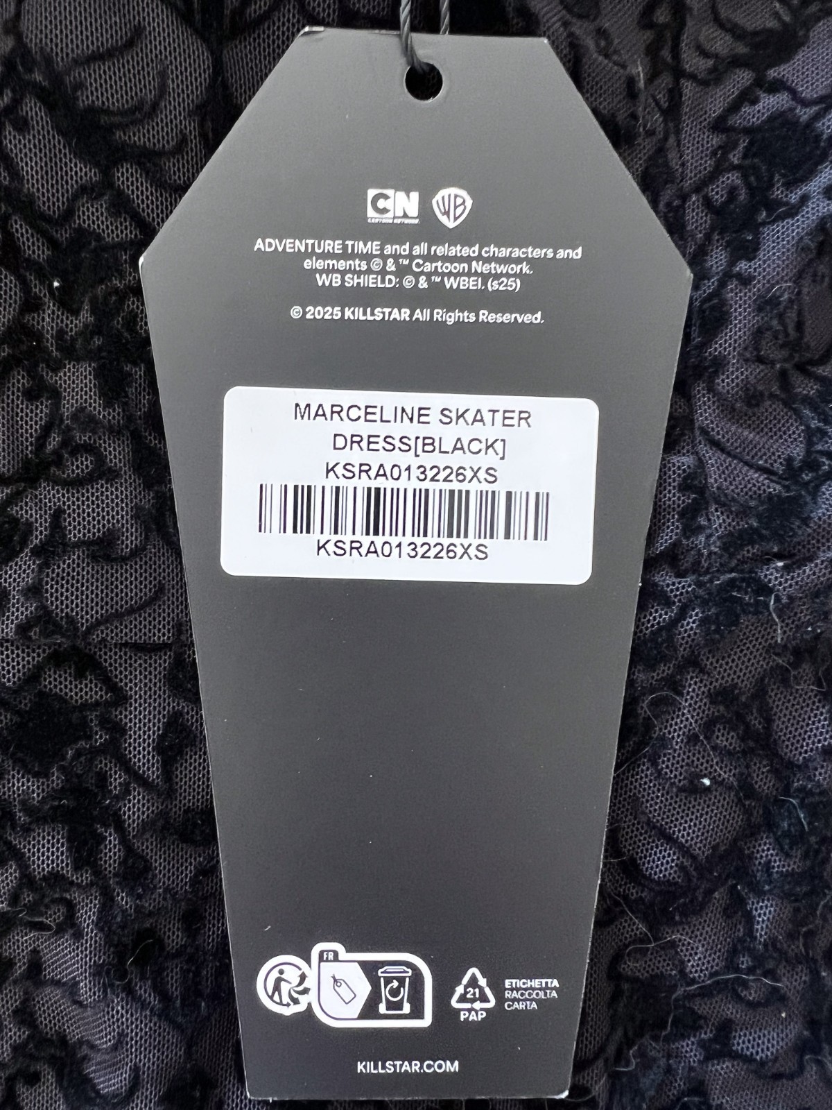 NWT KILLSTAR x ADVENTURE TIME Marceline Skater Dress Black Goth Floral XS