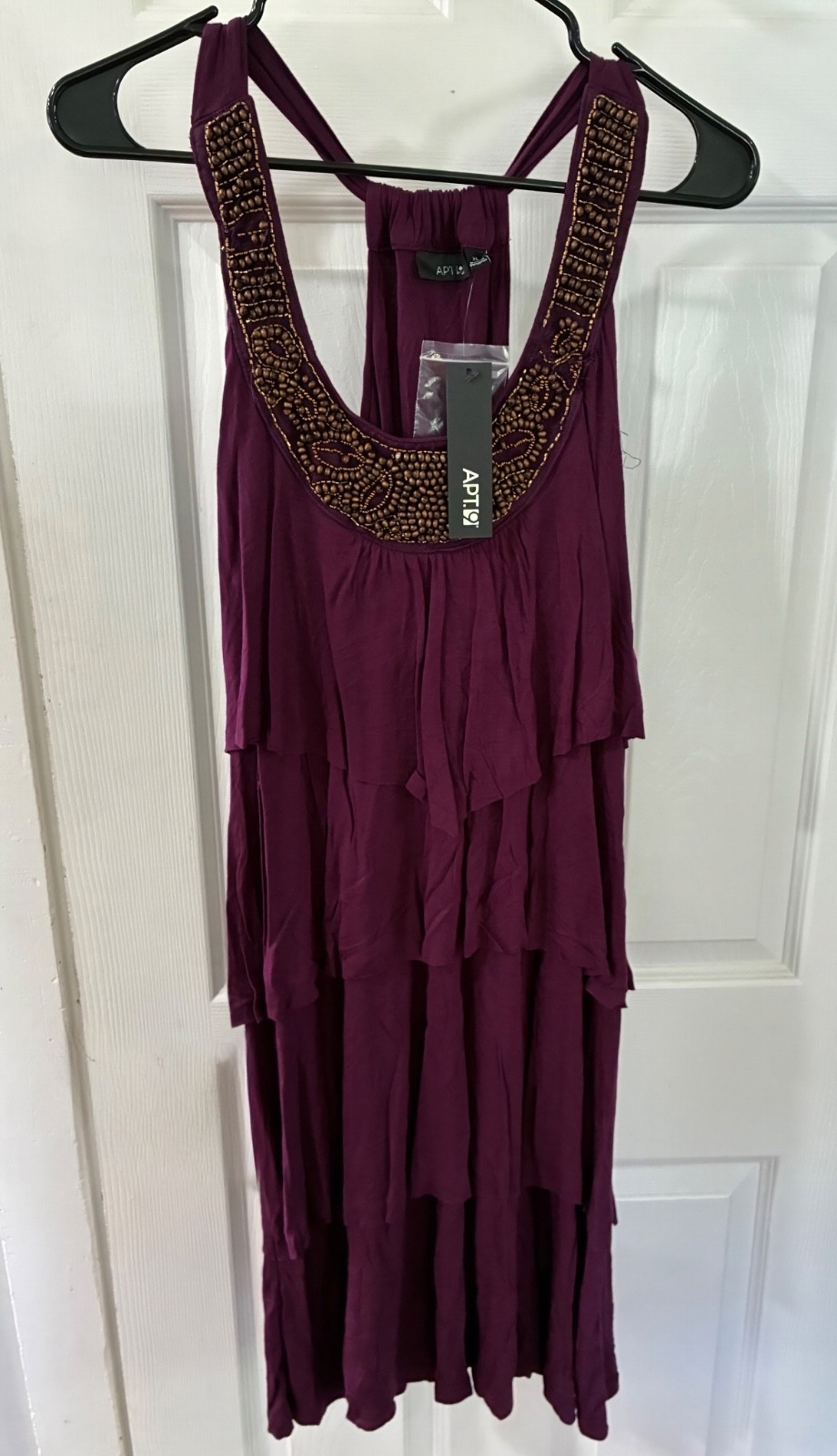 🔥APT 9 DRESS BEADED NECKLINE TIERED BOHO FLOWY LIGHTWEIGHT SLEEVELESS SZ XL NWT