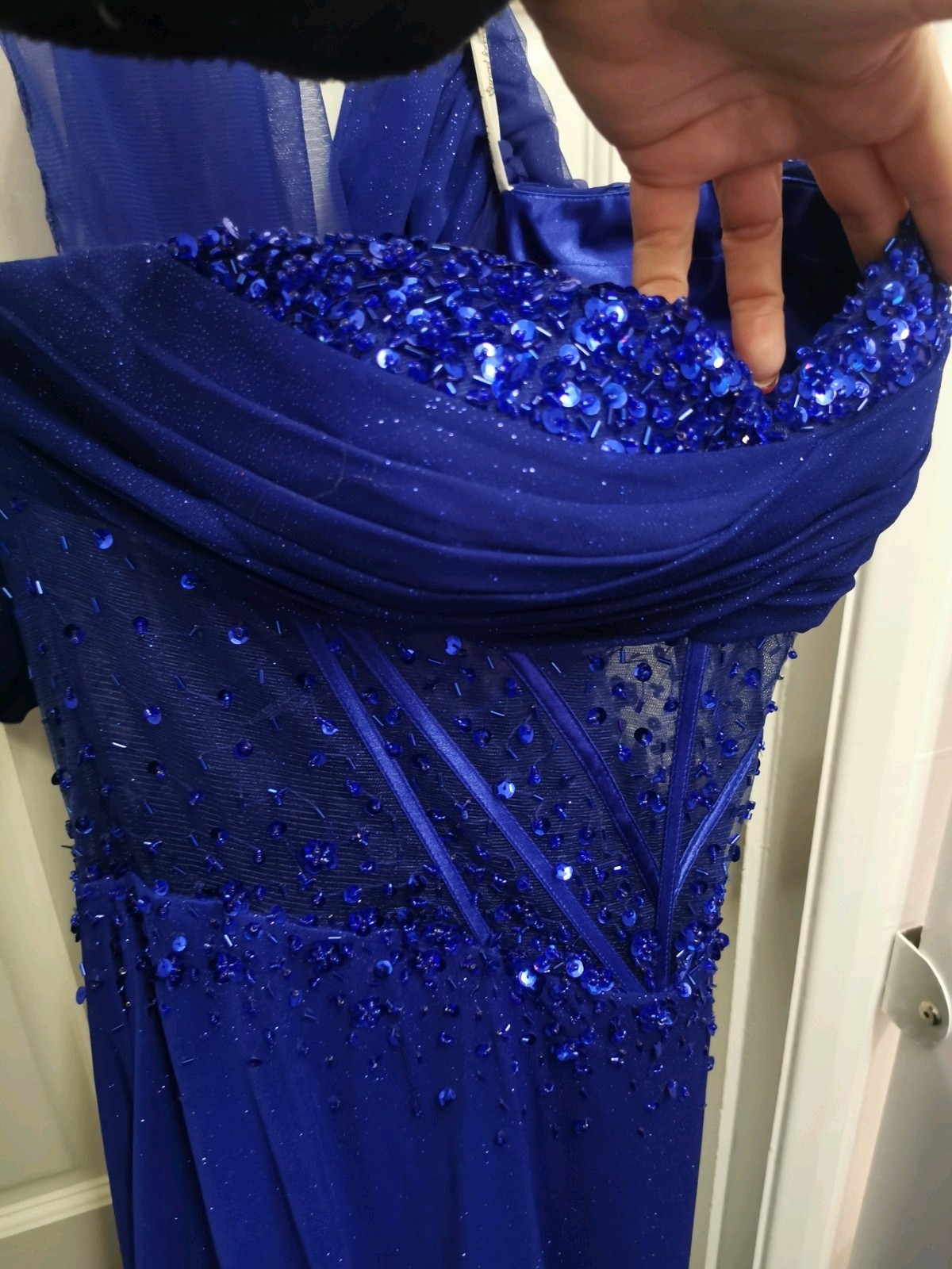 Angel Forever AF4644 size 8 XS Royal Blue Sequin Evening Gown NWT