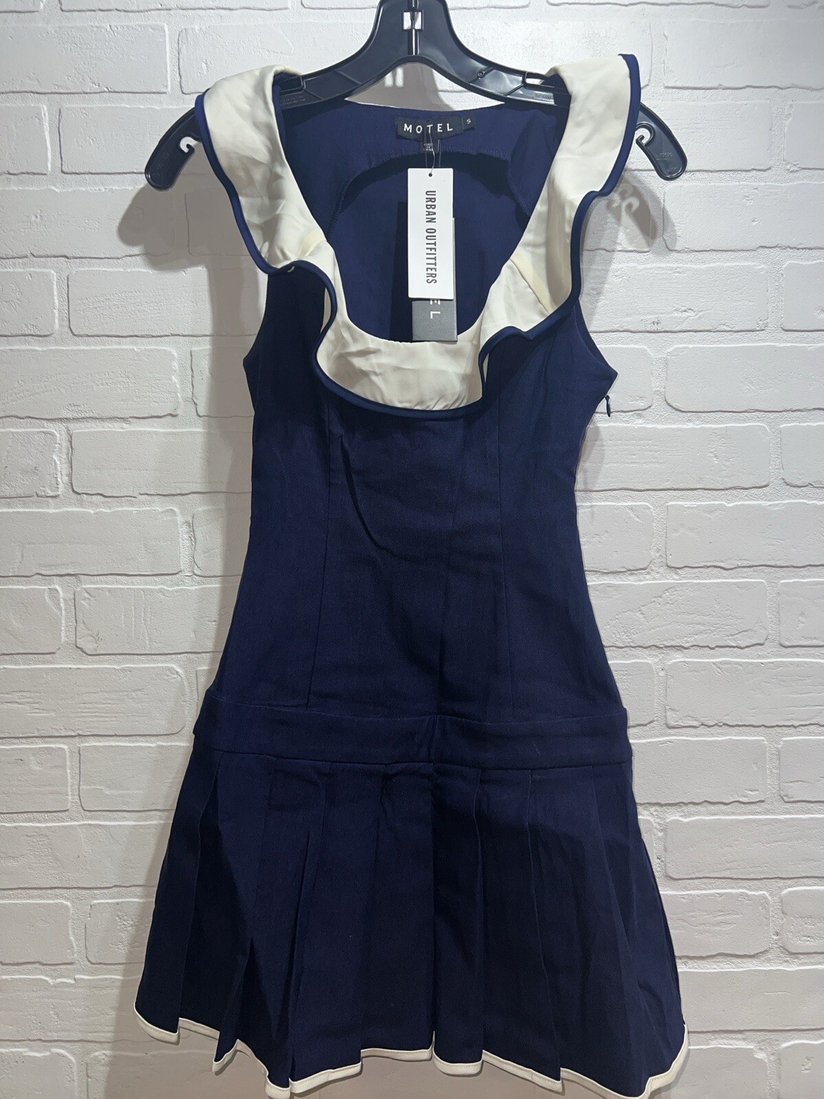 NWT! MOTEL Busari Frill Neck Mini Dress in Navy Size SMALL – SUPER CUTE!! $85
