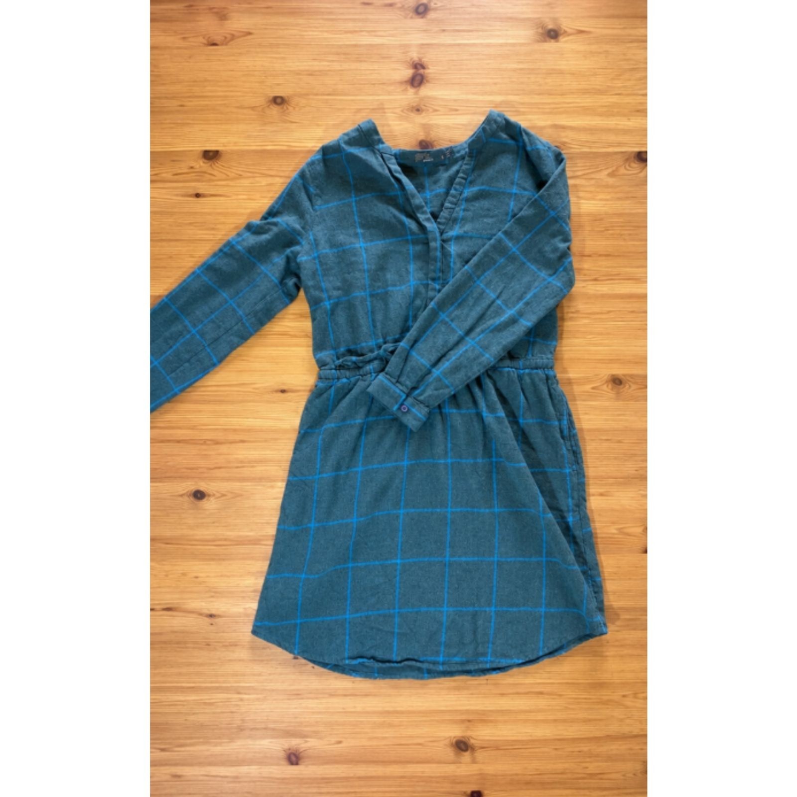 PrAna Loop to Pines Dress 100% Organic Cotton Midi Shirt Dress Kale Green Size S