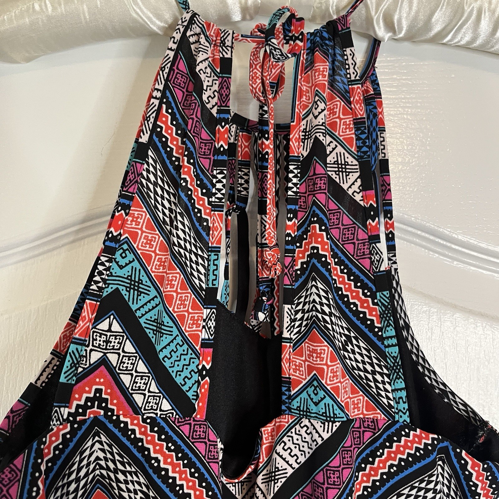 Candies Walk Through Maxi Romper Sundress Chevron Aztec Artsy Strappy – Sz M