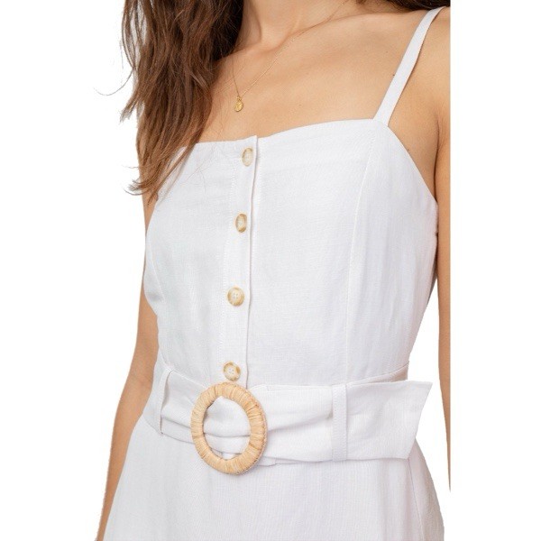 Rails Astrid Dress Stone Linen Rayon Blend Midi Button Front Belted Size Medium