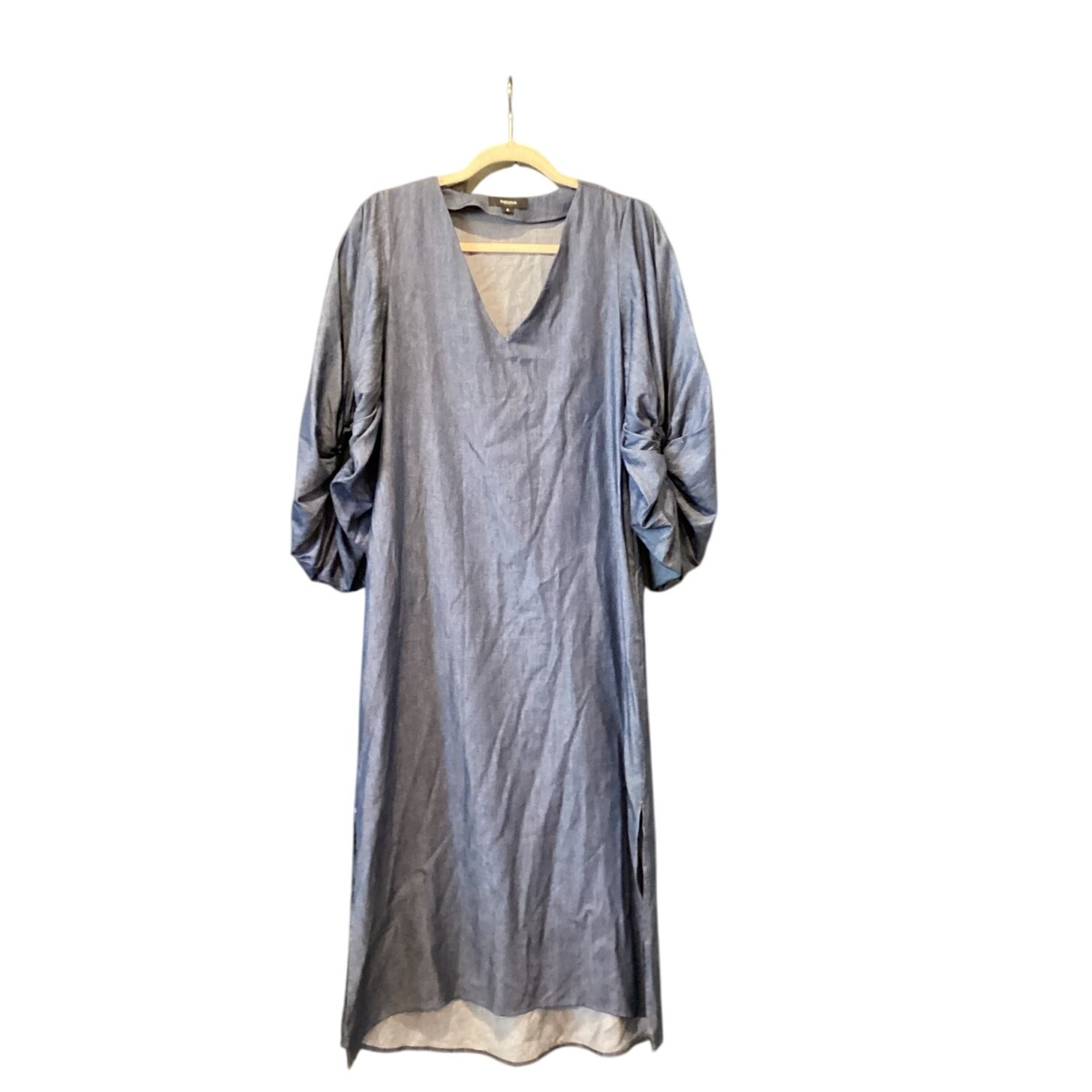 Padova Colombia kaftan denim jean balloon sleeve v neck boho midi long dress 6