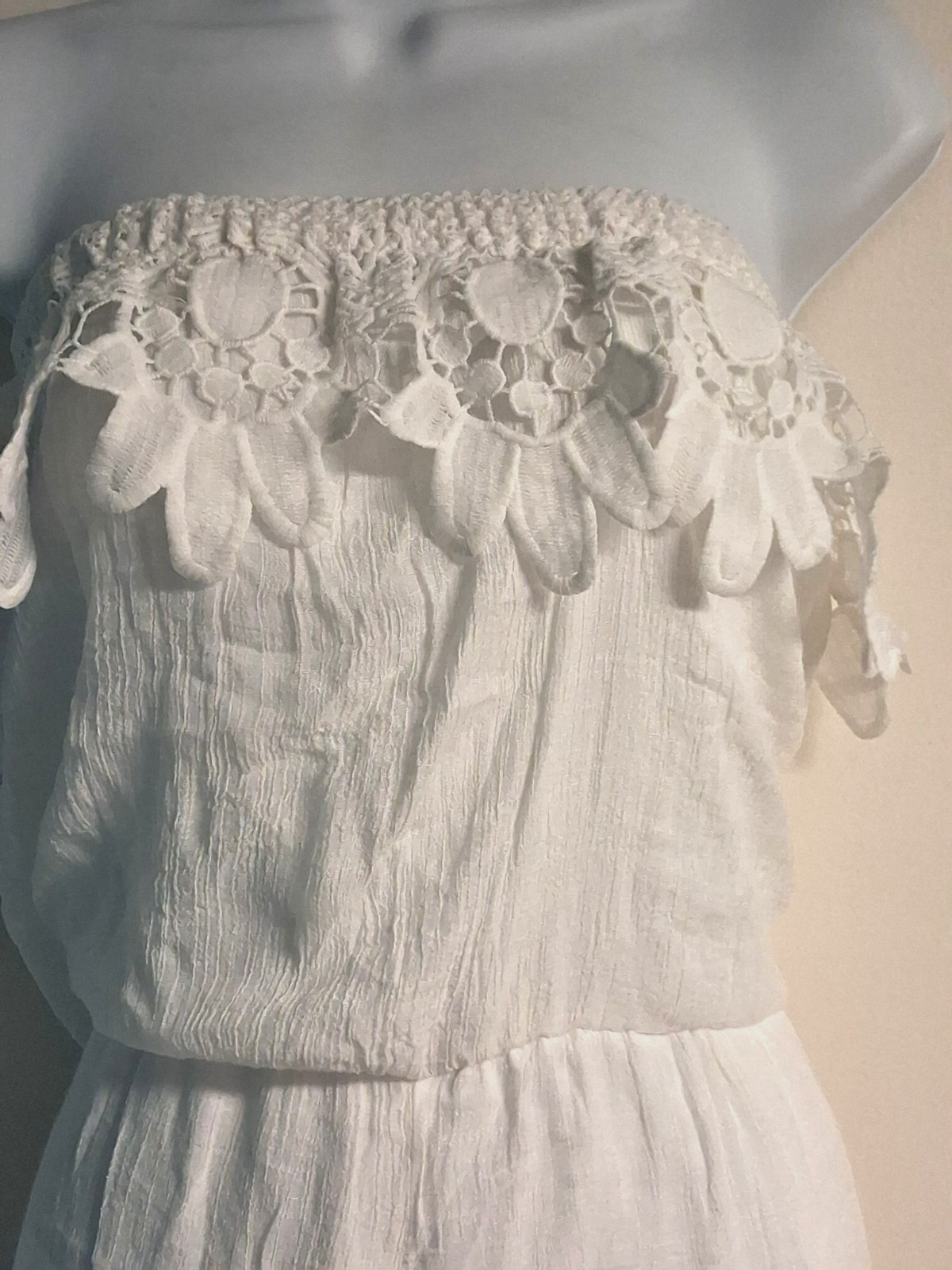 J GEE Lace Bodice ROMPER Soft White Special Occasion Romantic Sz M