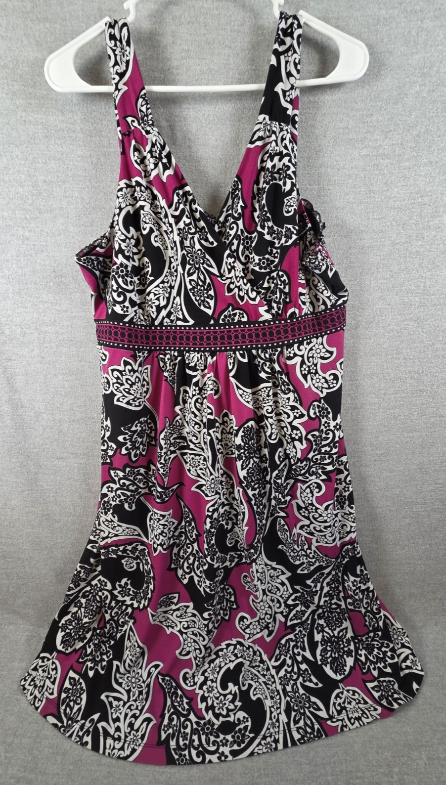 Apt 9 Brand Purple Black Paisley Print Midi Sun Dress XL Whimsigoth A Line Boho