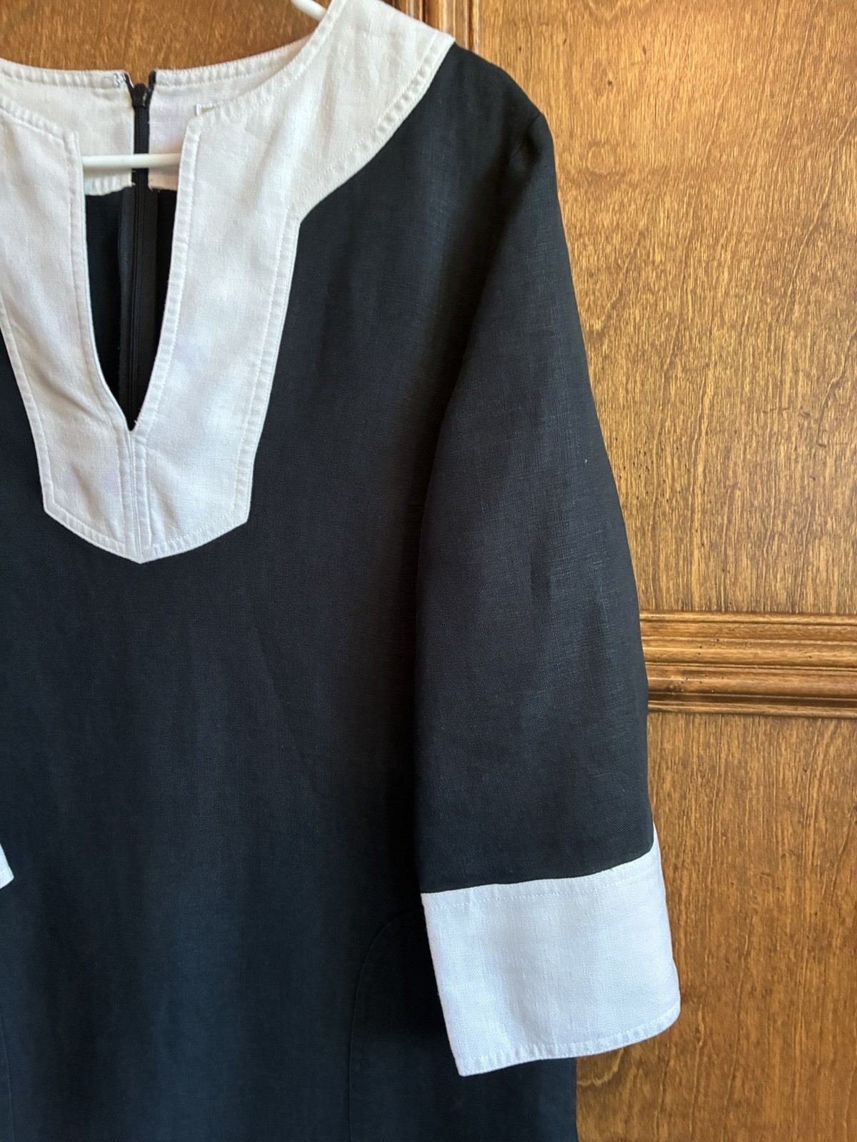 Michael Kors, Black And Ivory Short Linen Tunic Caftan Size 8