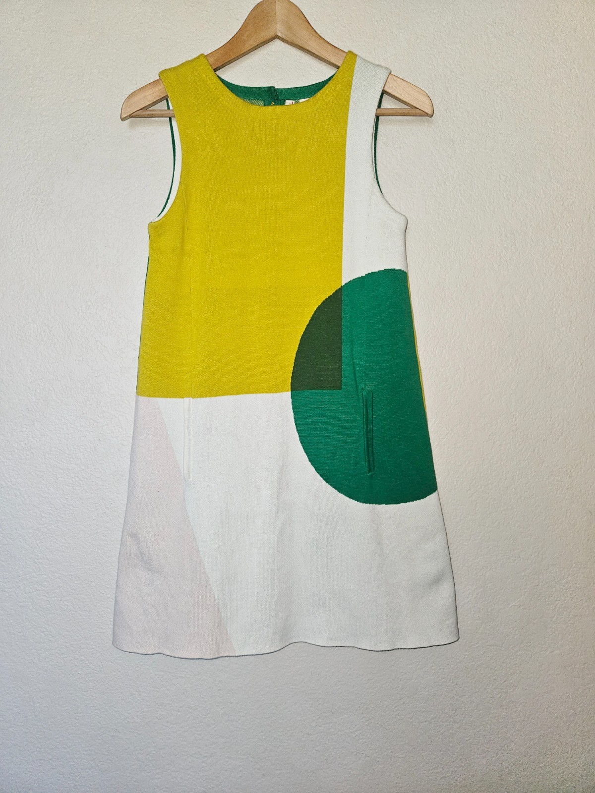 Moth Shapeshift Sweater Tunic Mini Dress Size XS Green Ivory Gold Anthropologie