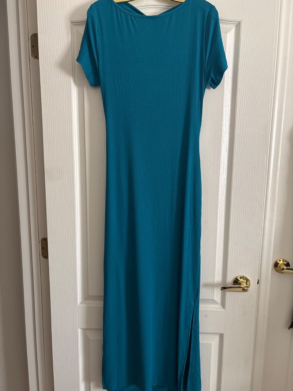 Anrabess maxi dress with ruching, teal size XL