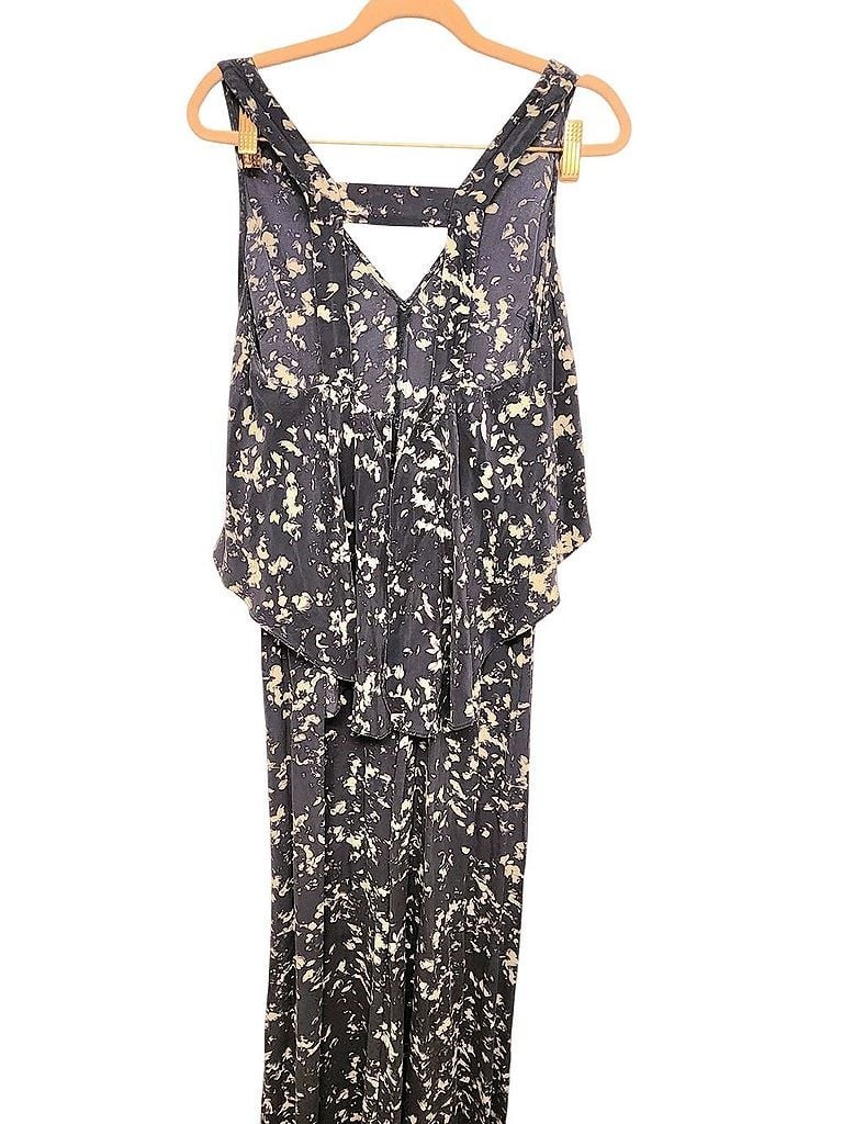 Intermix Silk, Zipper Back, Sleeveless Dress, Women’s Size L, Blue & White