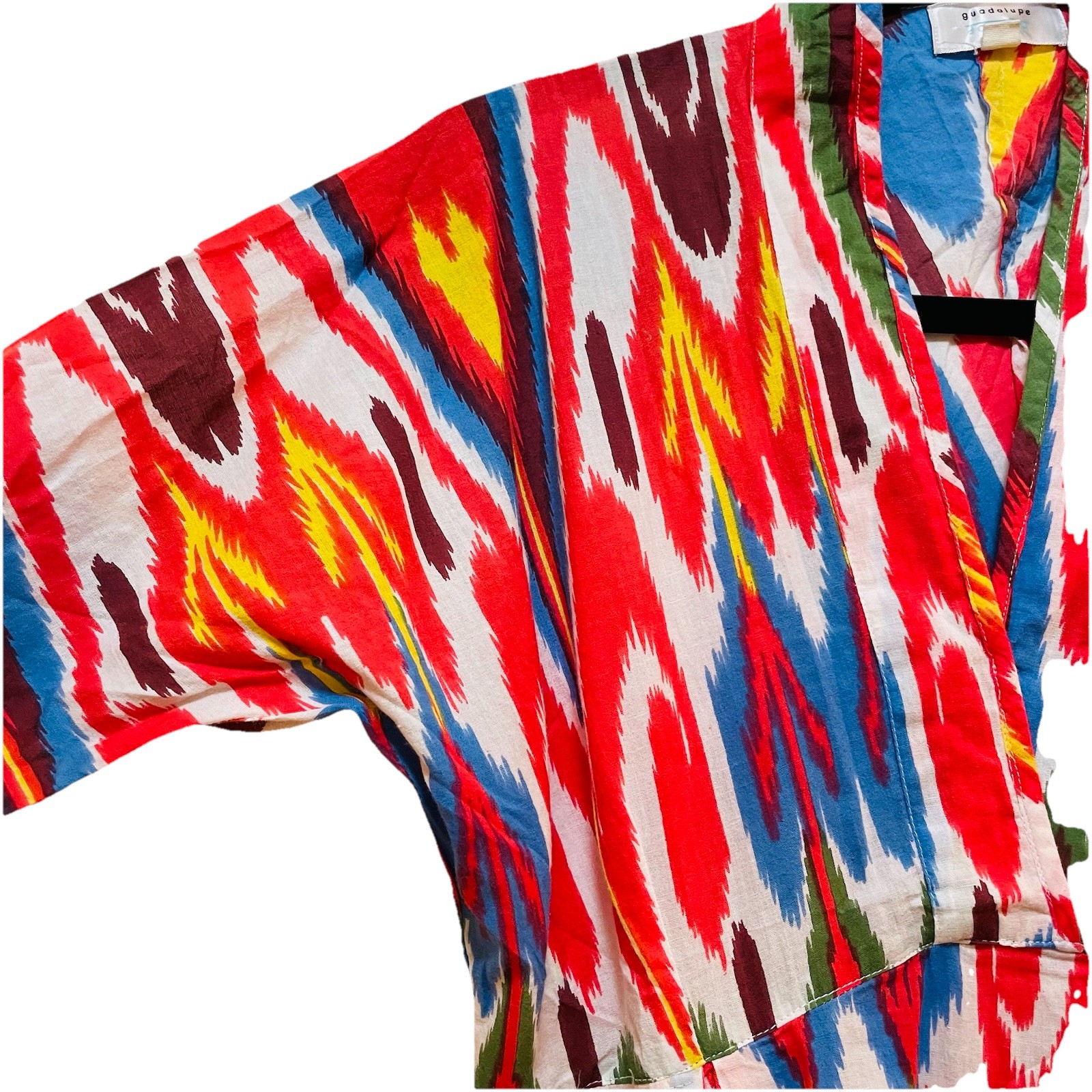 GUADALUPE Multicolor Ikat Pattern Midi Dress Sz S