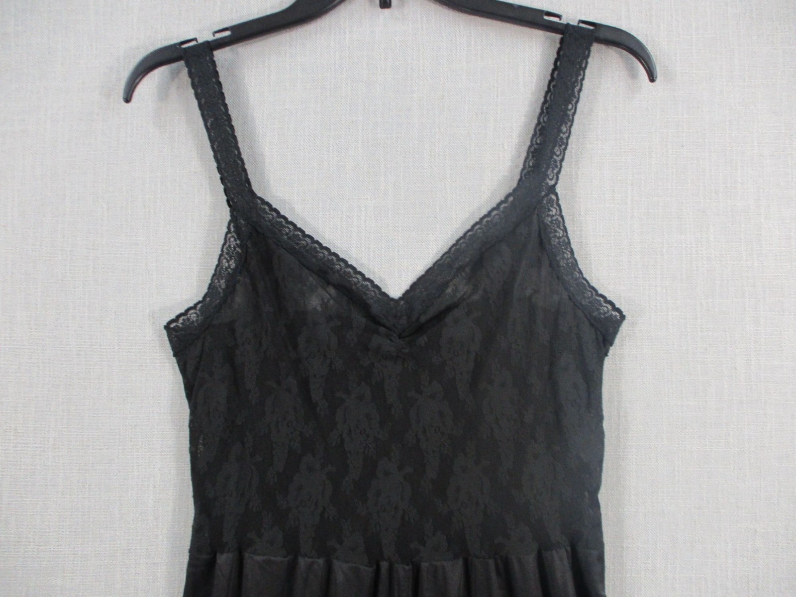 Black Lace Whimsy Goth Overlay Lace Slip Dress W/ Adjustable Straps Midi Length