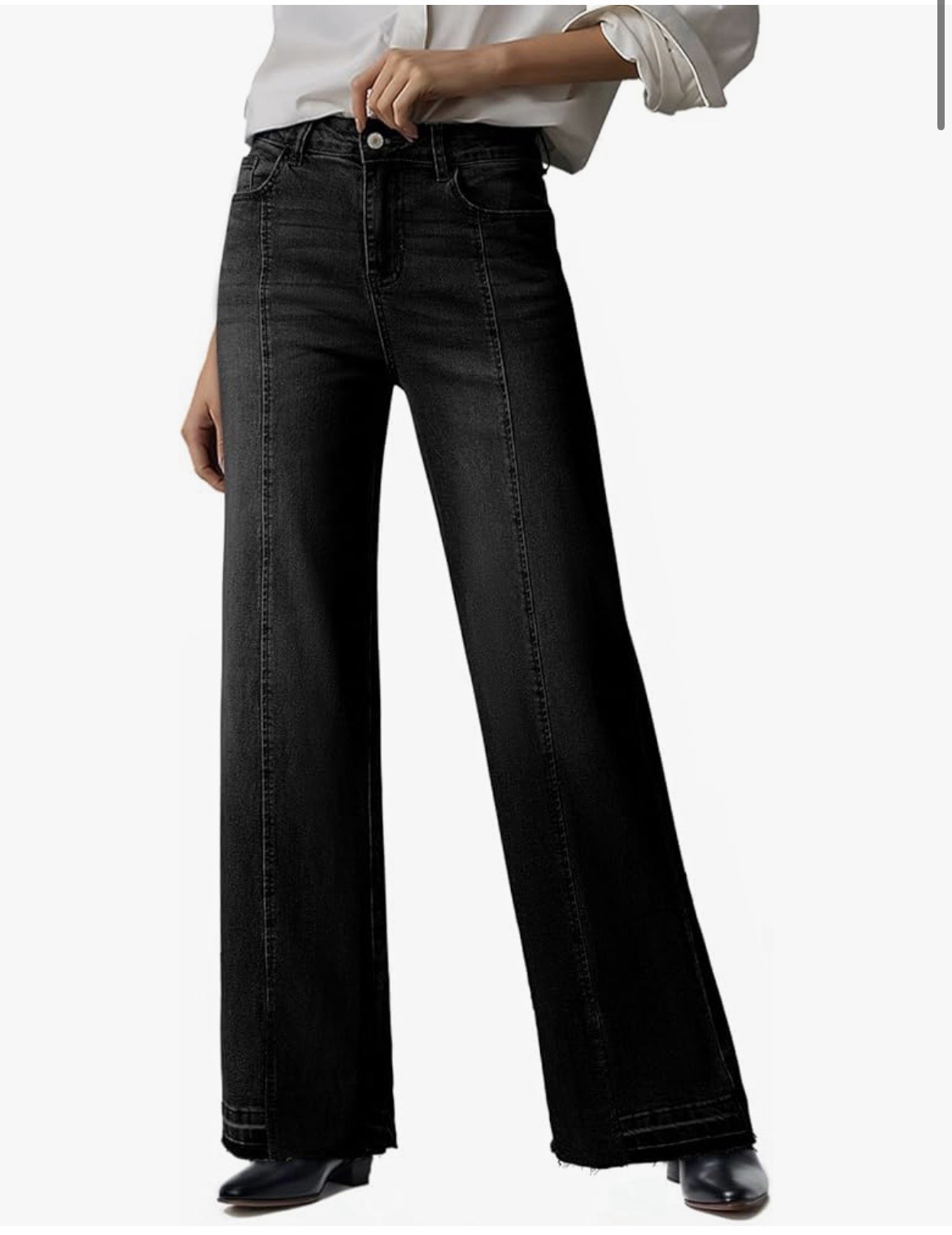 EVALESS Womens Baggy Jeans High Waist Straight Leg Wide Leg Stretchy Size 16