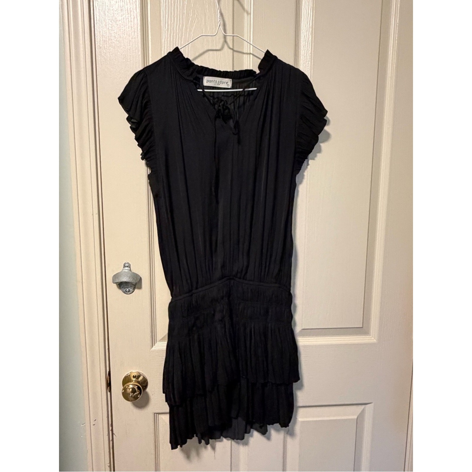 Pants Store Black Ruffle-Tier Mini Dress