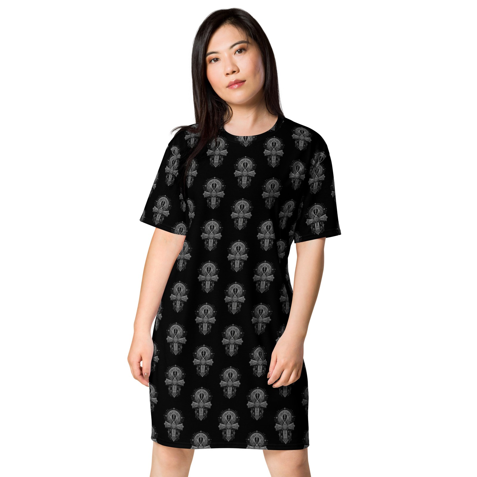 Ankh Egyptian Symbol T-Shirt Dress Occult Alt Oversized Streetwear Gift