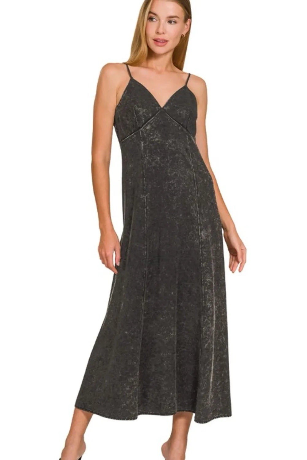 ZENANA TENCEL MINERAL WASHED MAXI DRESS NWOT Small MSRP $56
