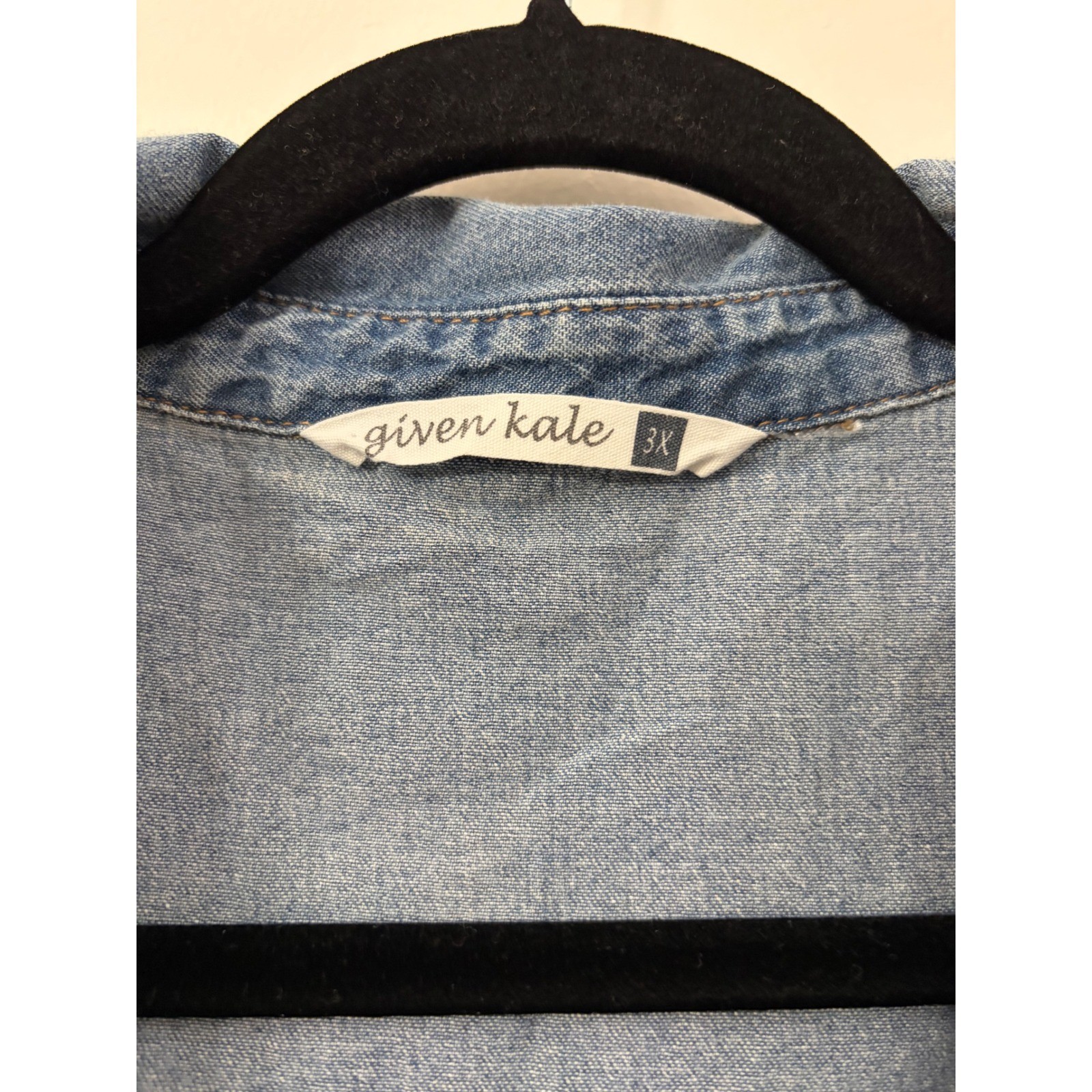 Given Kale | plus size Denim Short Sleeve Button Down Shirt Dress | 3X || Blue|