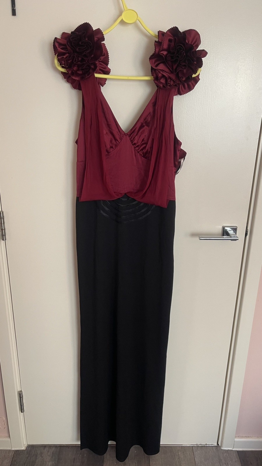 Karen millen red black Cocktail Rose silk 20s 30s gatsby evening Long dress 12