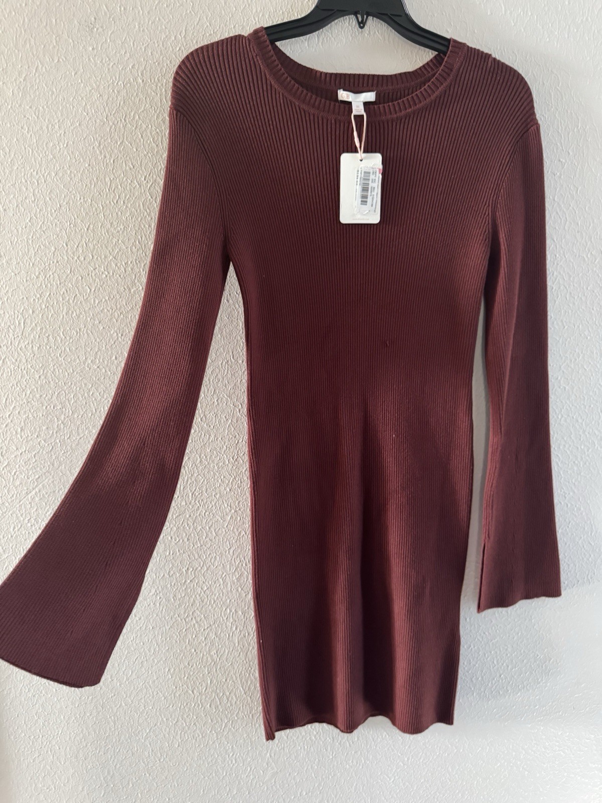 NWT Womens Elegant Gianni Bini Ribbed Sweater Dress winter spring XL maroon