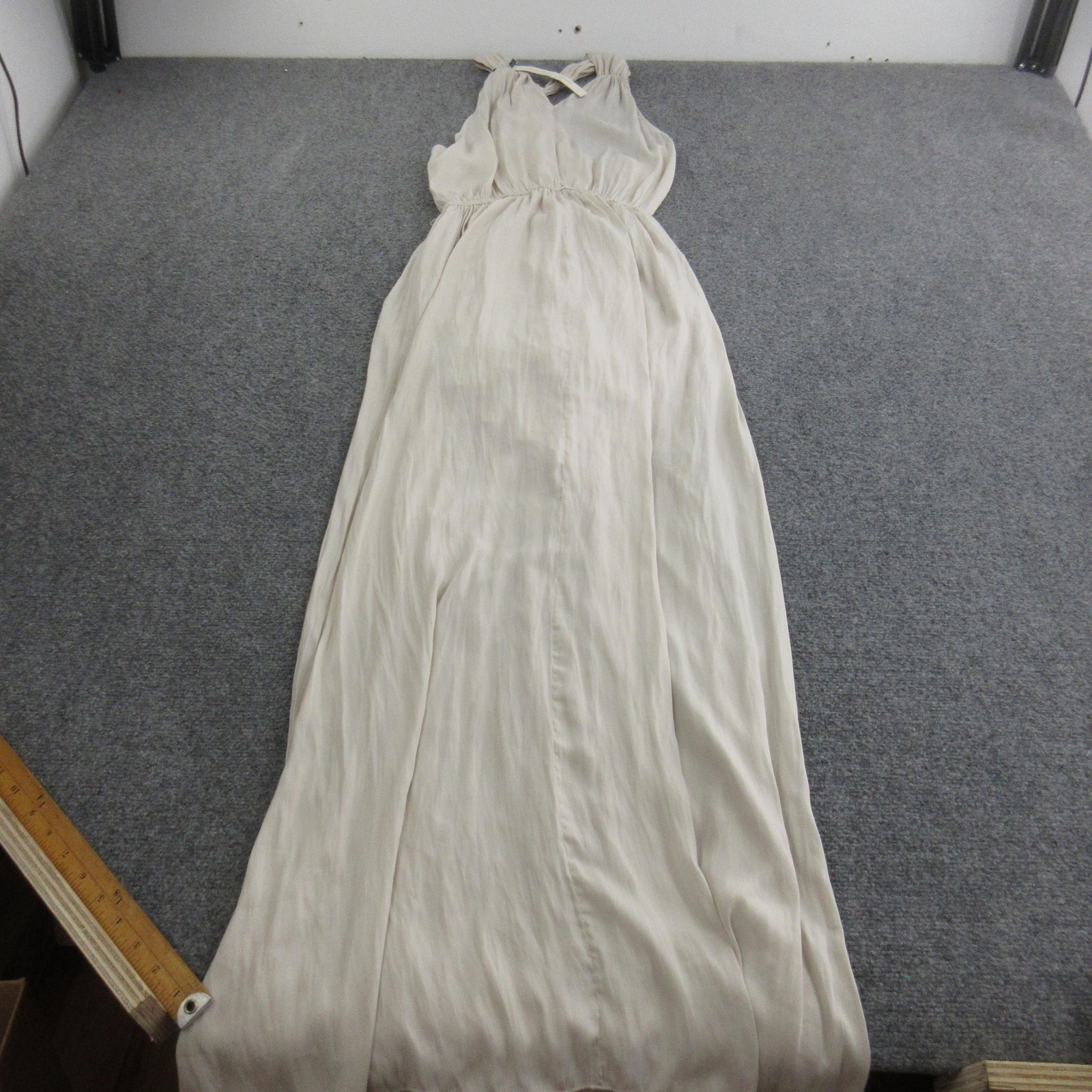 Mustard Seed Polly Maxi Dress Womens Medium White Halter Elastic Waist Wedding