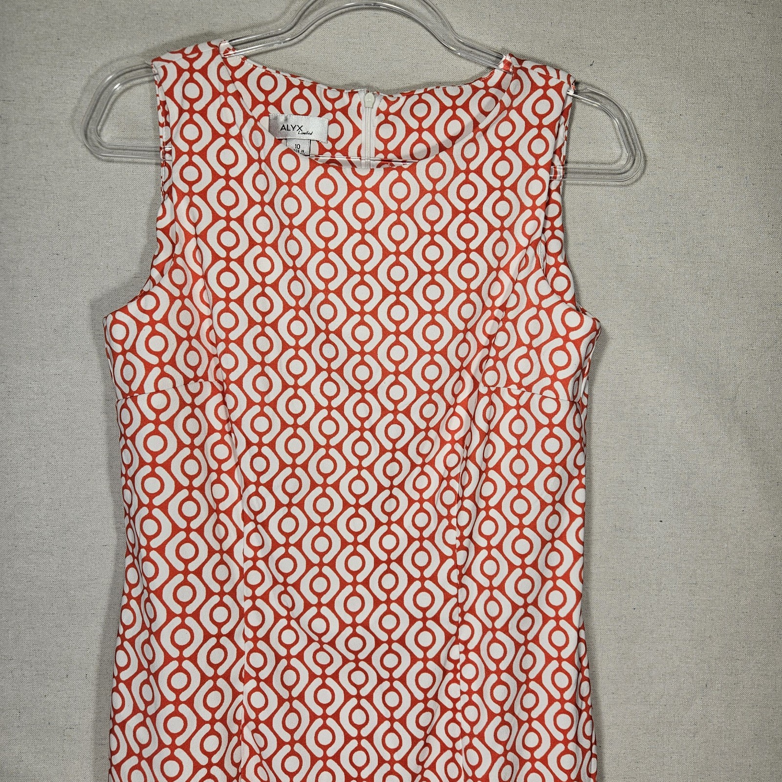 ALYX Women’s Sheth Dress Size 10 White And Orange Geometric Pattern Party Dress