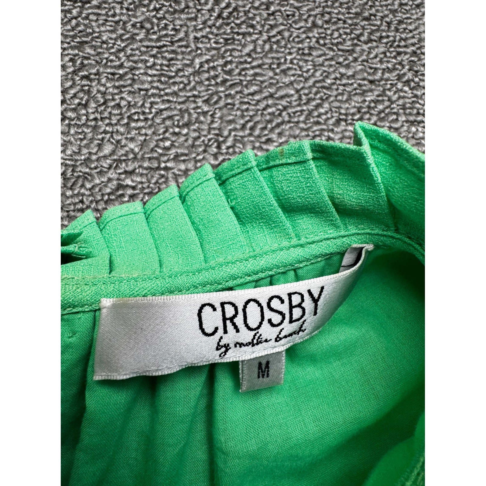 CROSBY by Mollie Burch Dress Womens Medium Neon Green Babydoll Ruffle Bright