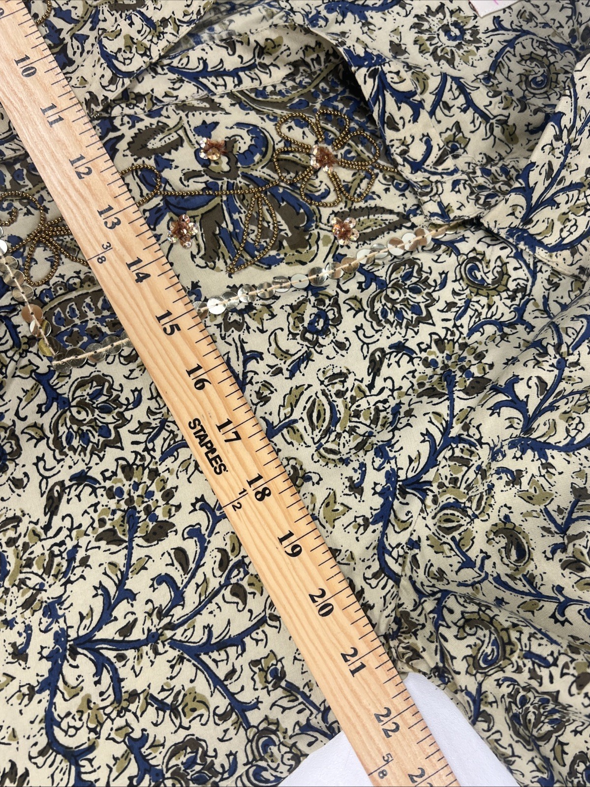 Miss June Paris Luxe Boho Paisley Embellished Bell Sleeve Tunic Dress L