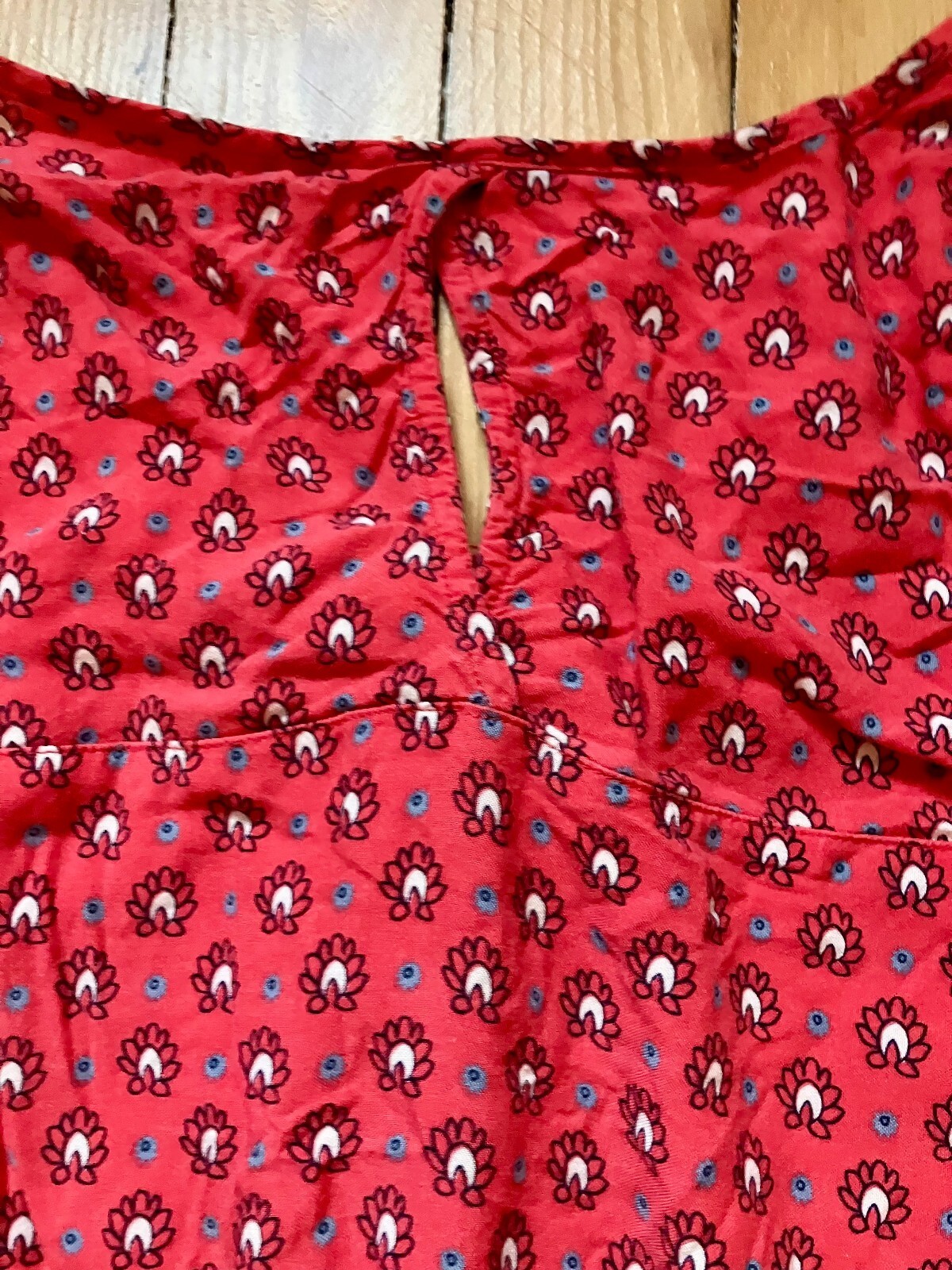 Hollister Rust Red Boho Border Print Dress Tassel Waist Long Sleeve Prairie S