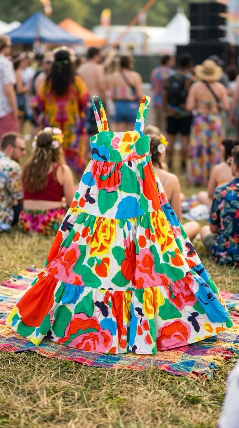 J.Crew Vibrant Multicolor Abstract Floral Tiered Maxi Sundress (Size 00)