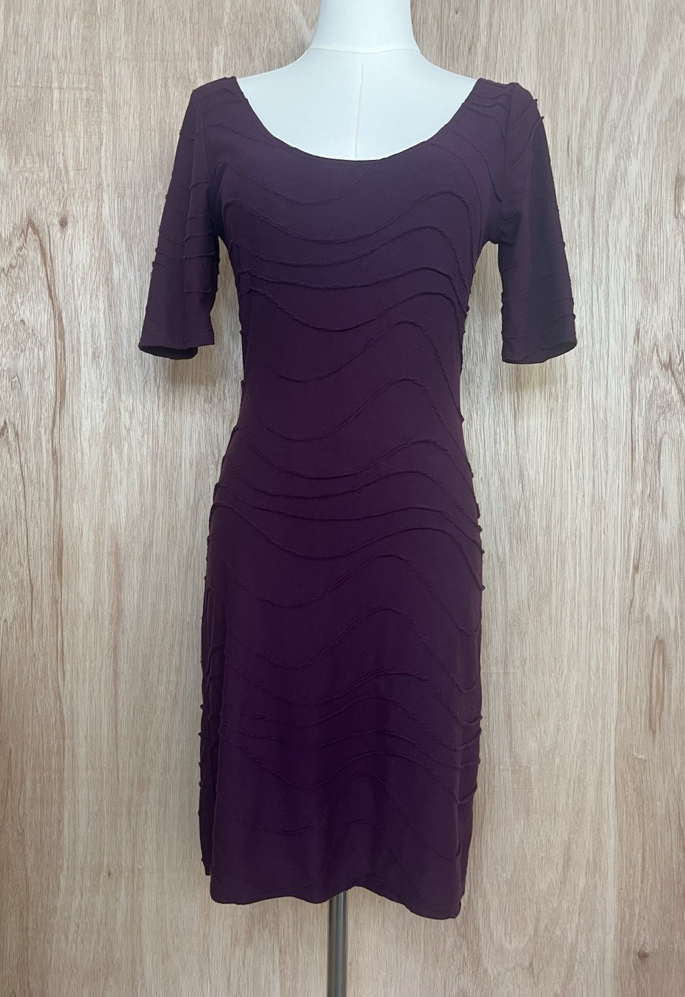Xhilaration Purple Knit Scoop Neck Ruffle Sheath Size Small, Causal, Concert