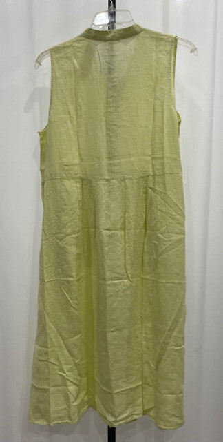 NWT! EILEEN FISHER $248 L ‘Citrus’ Lemon yellow Mandarin Collar Dress Mach Wash