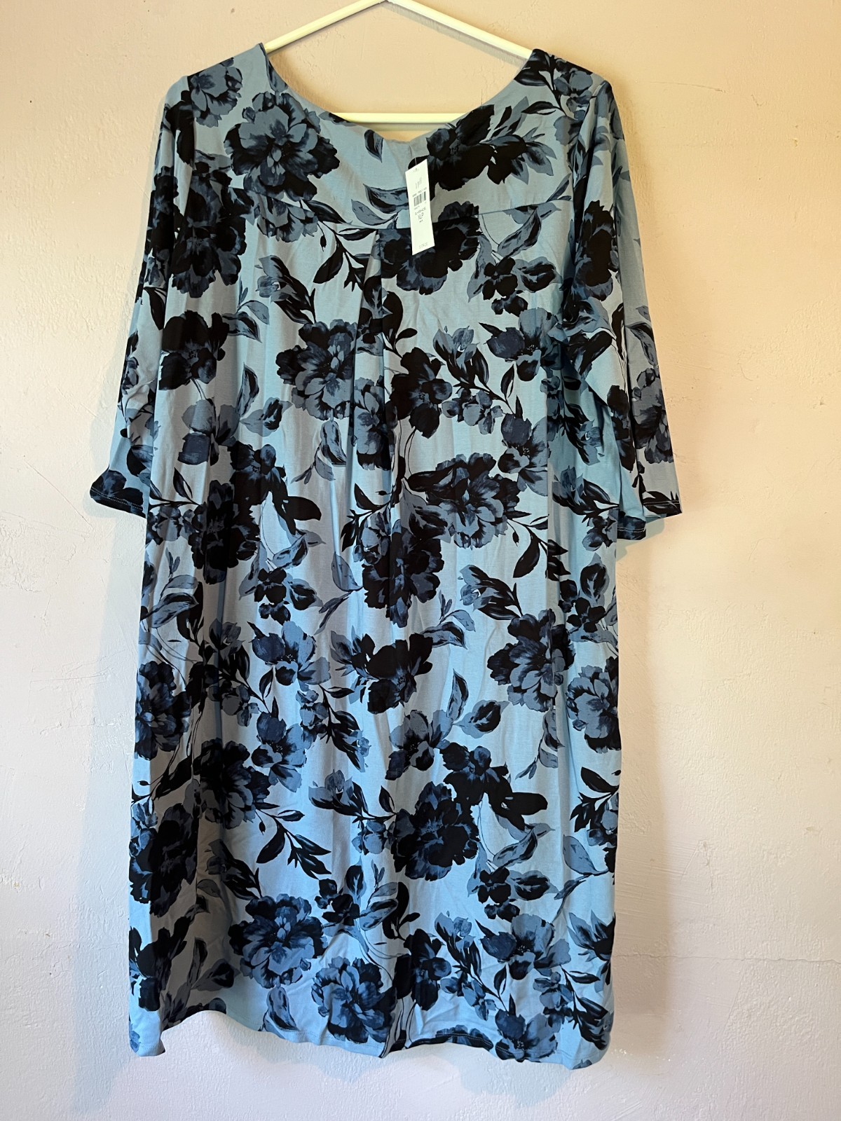 J. Jill Dress Women’s XLP Blue Shift 3/4 Sleeves Floral Boho Chic New