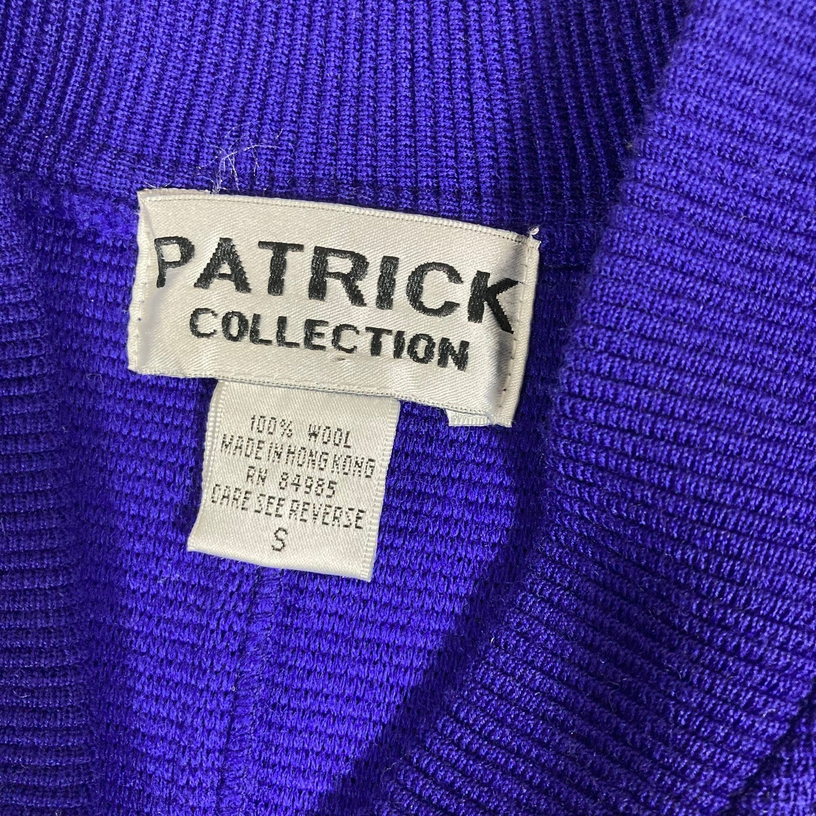 Patrick Collection 100% Wool Zip Front Sweater Dress Jacket Purple Hong Kong S