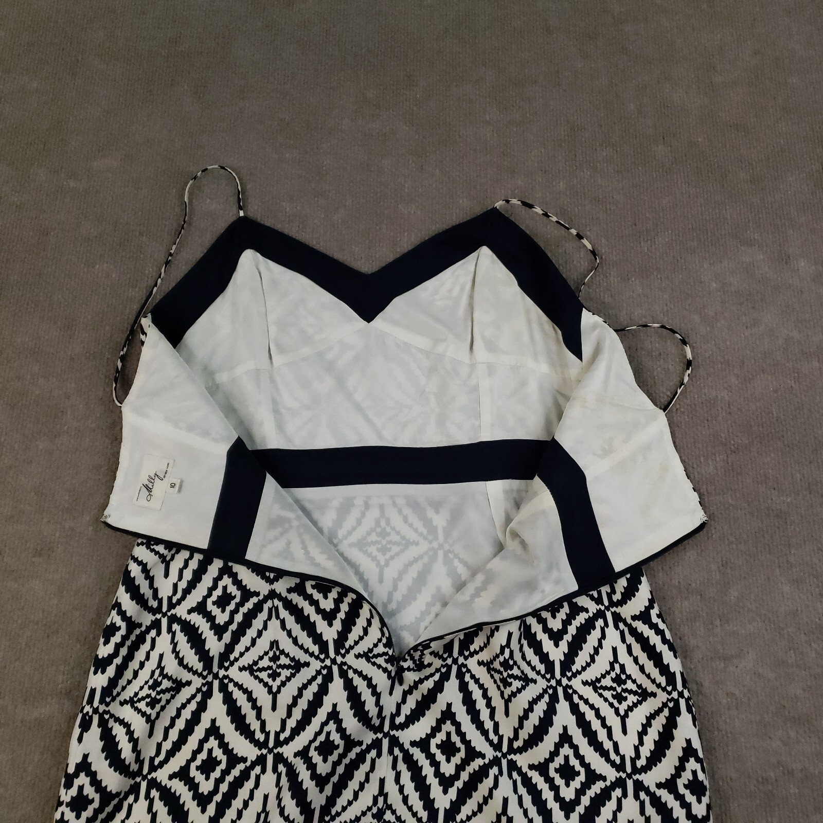 Milly Dress Womens Size 10 Black White 100% Silk Lightweight Straps Lined