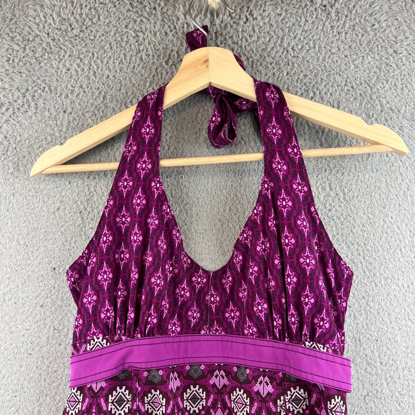 Athleta Sundress polyester&spandex halter backless sz 6 Purple side zipper