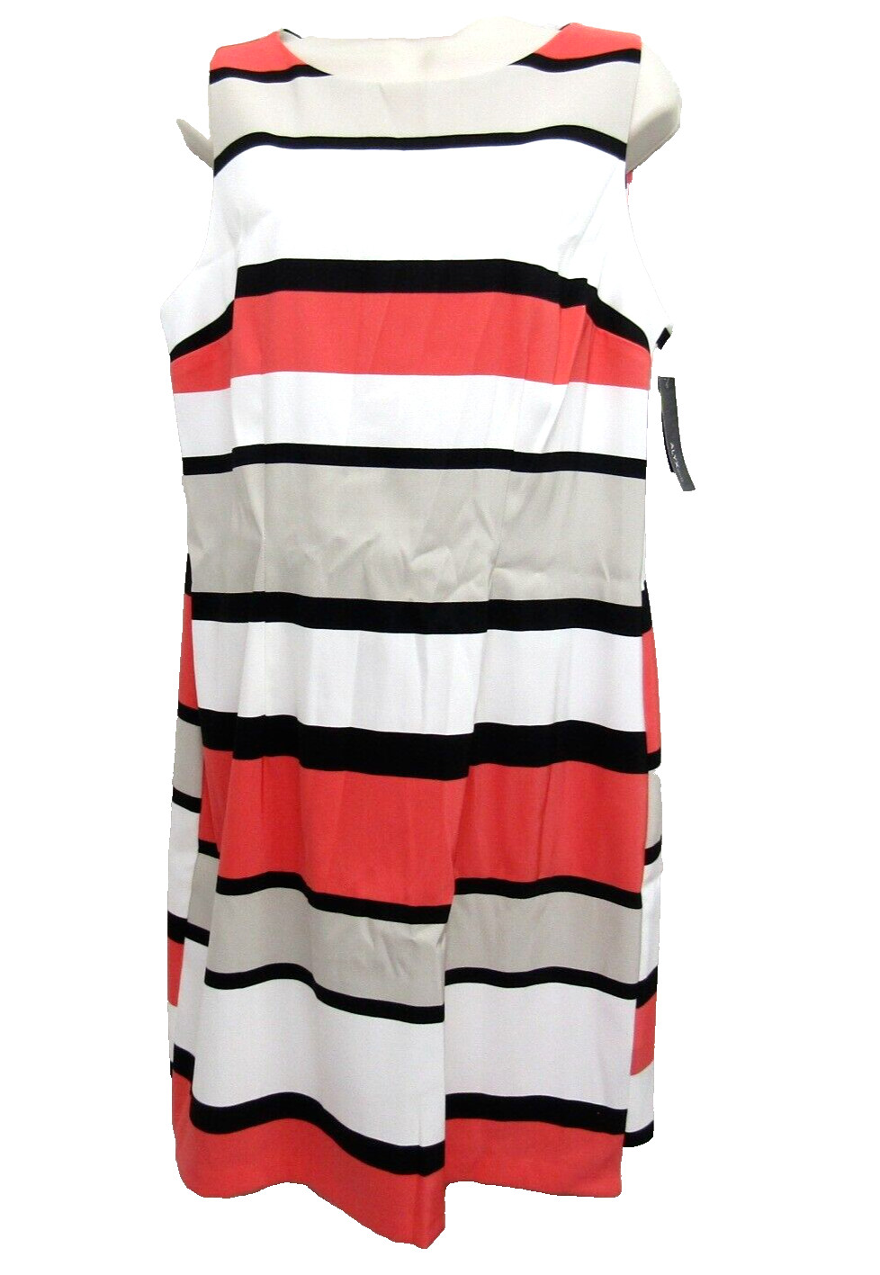 ALYK Womens Dress 14 Red White Sleeve less Striped Casual Ladies