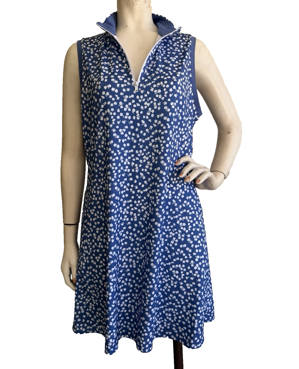 RLX Ralph Lauren Dress Blue Floral Tennis Golf Athleisure Dry Wick Performance L