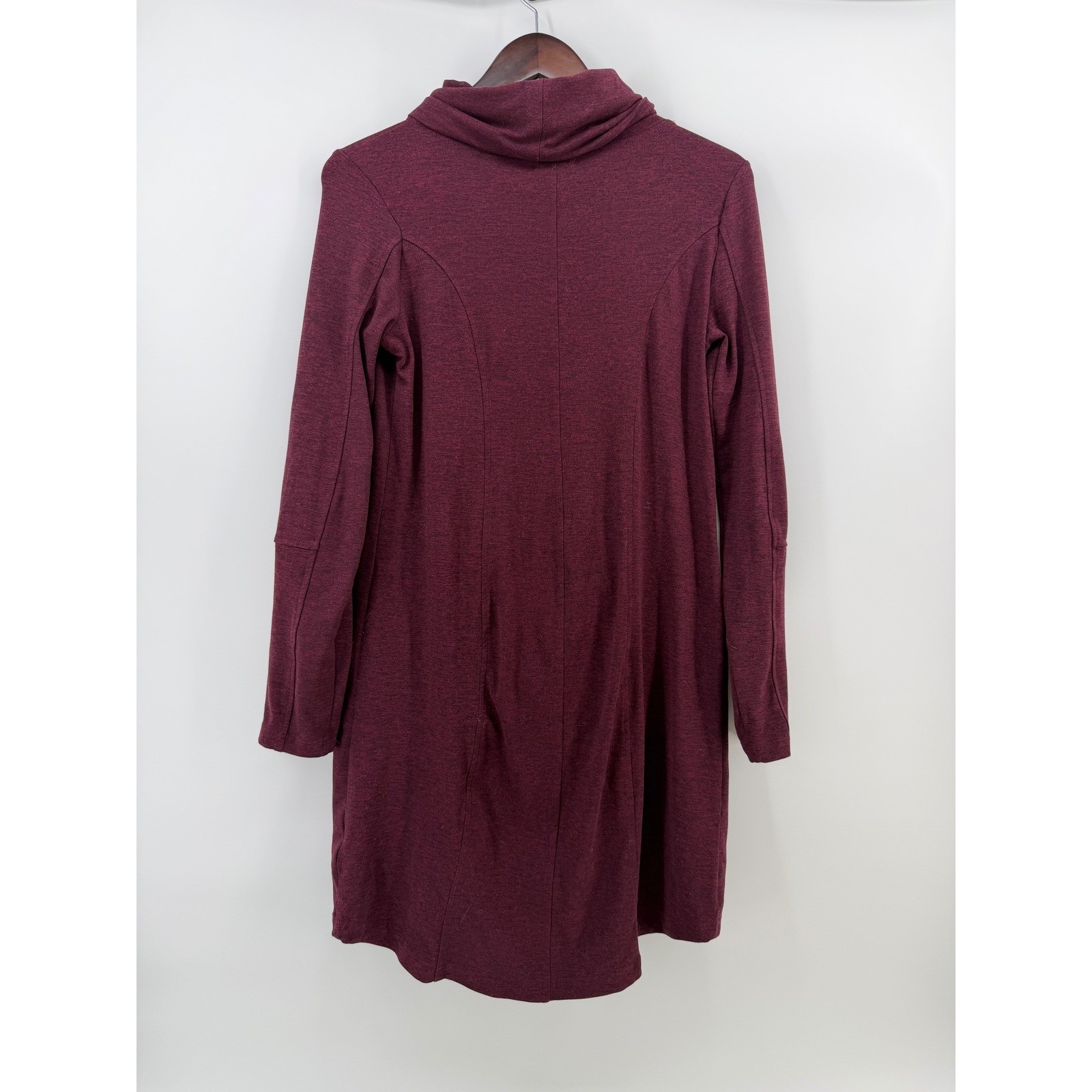 Maurices Womens Burgundy Heathered Cowl Neck Pockets Sweater Dress Small