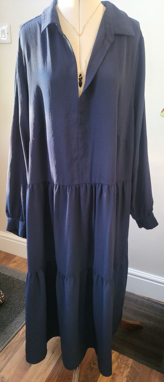 Live Unlimited Dark Blue/Navy Tiered Midaxi Dress Size 26