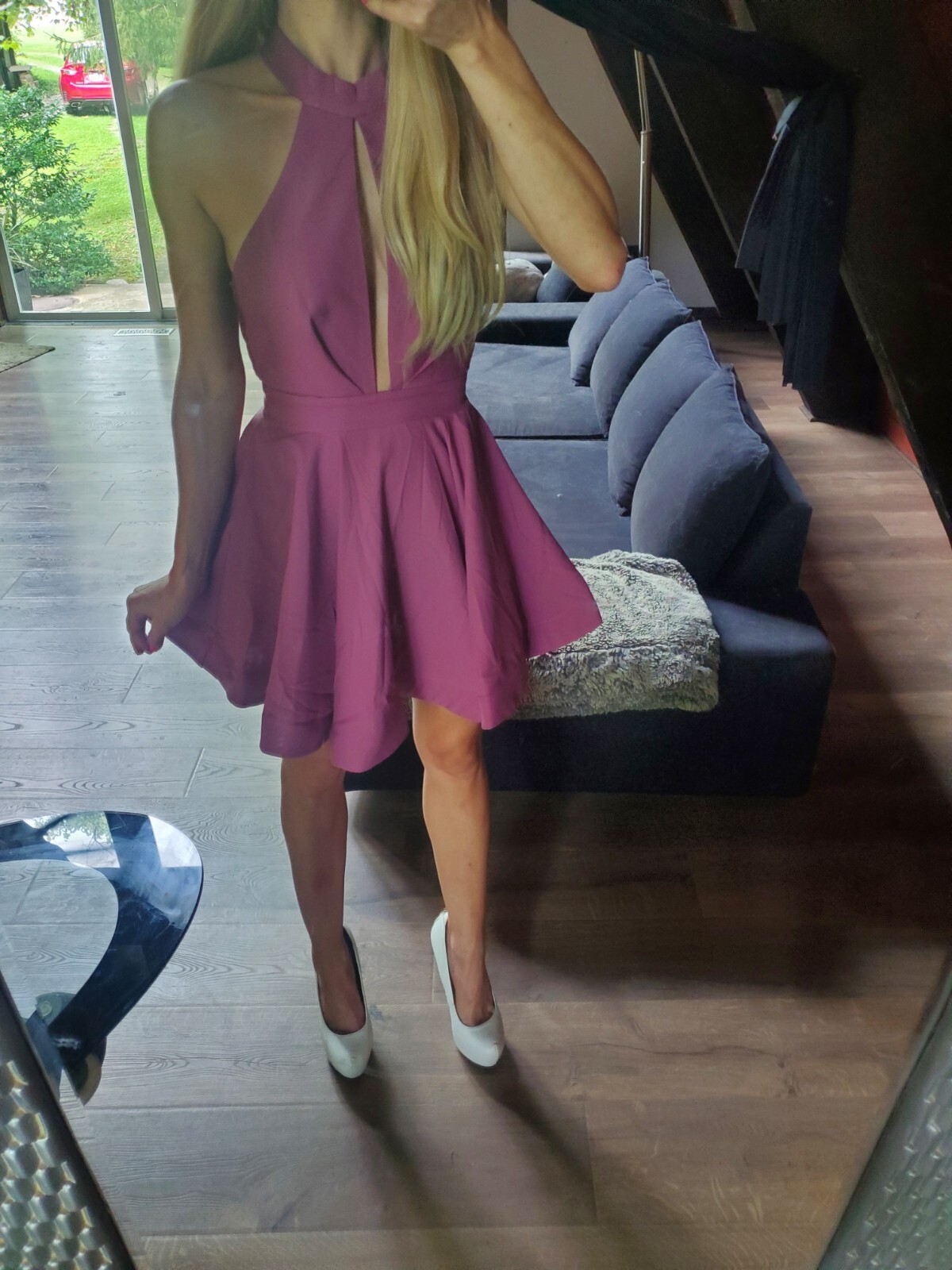 Nasty Gal Ginger fizz shanghai surprise sheer back fit flare cutout dress xs