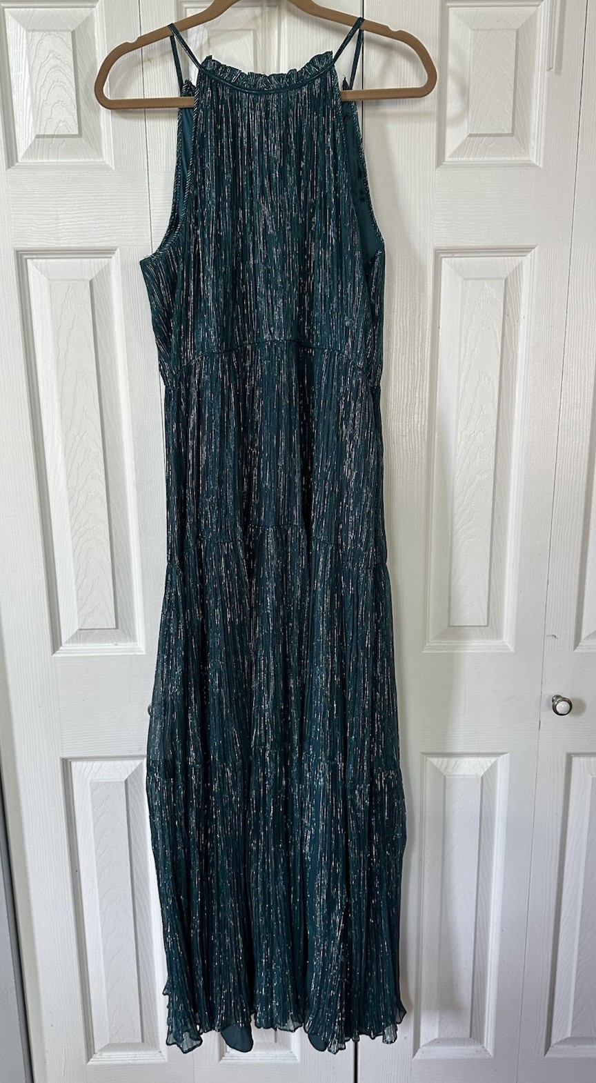 Anthropologie Metallic Celestial Halter maxi Gown by Ranna Gill Size L