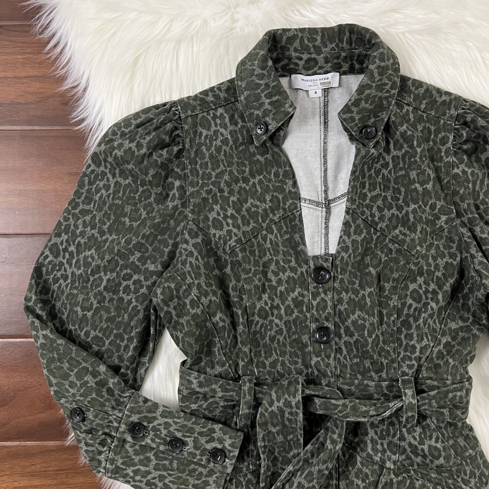 Marissa Webb Size 4 Mera Canvas Leopard Button Up Mini Dress