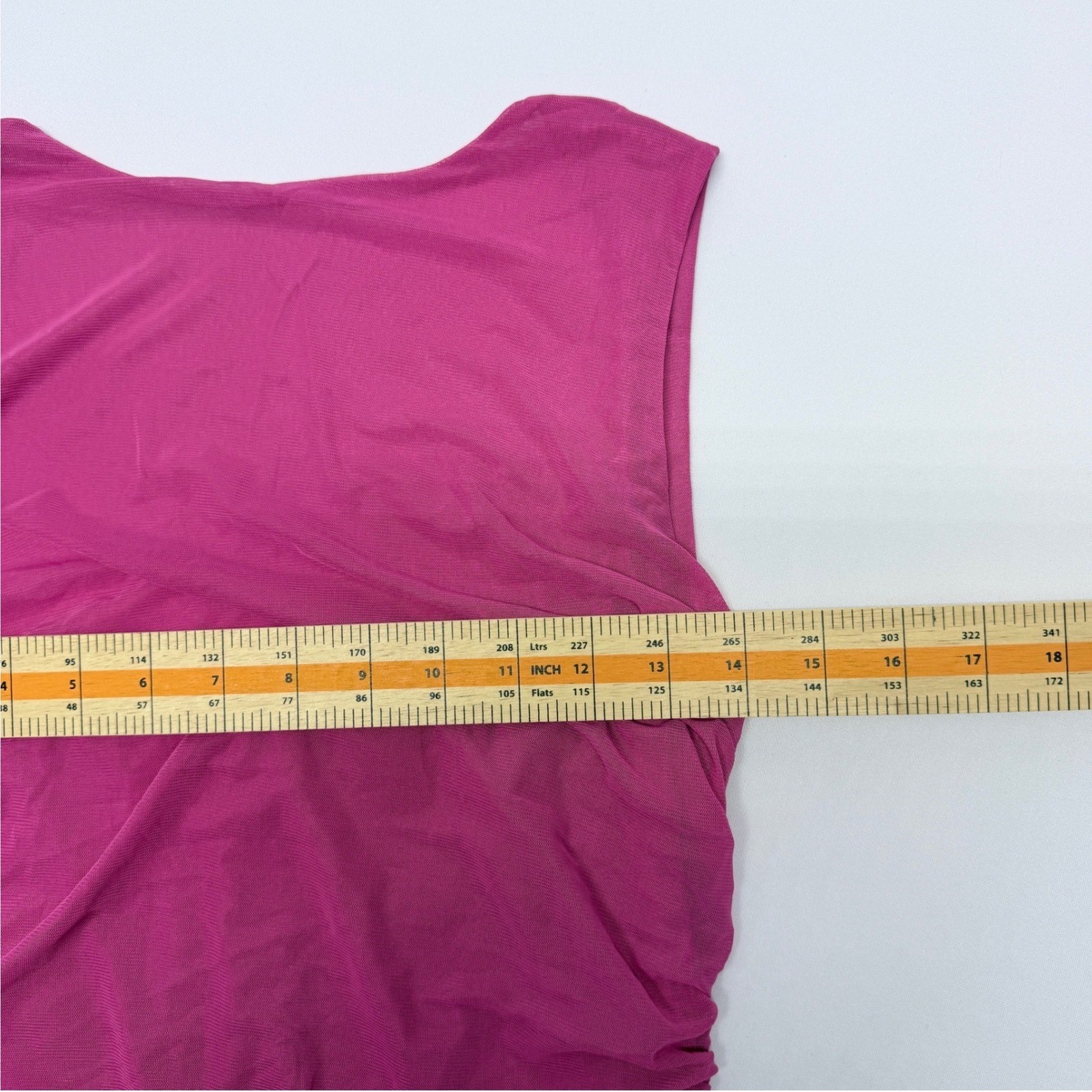 Sheseeworld Fuchsia Pink Ruched Mesh High Low Ruffle Bodycon Dress Large NEW