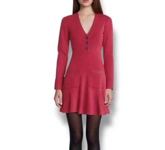 J Crew Women A Line Merino Wool Sweater Mini Dress Size XS Frosty Berry Pink