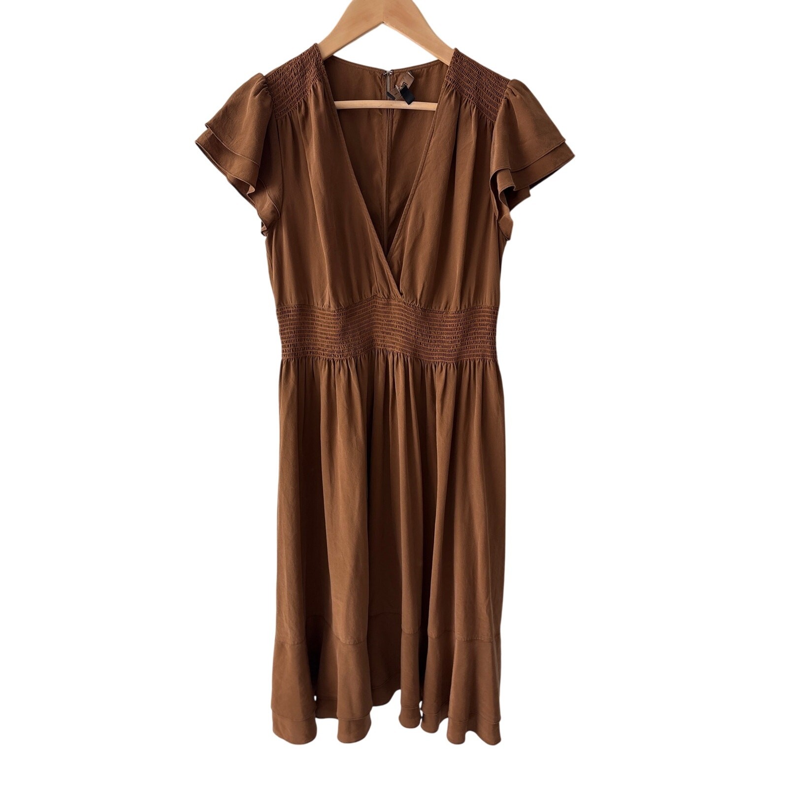 Frye Brown Silky Prairie Dress Size 6 Cottagecore Milkmaid Boho Western